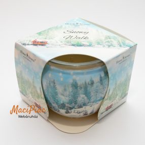   Home Aroma Karácsony illatú illatgyertya, poharas illatmécses - díszdobozban Snony Walk (havas séta) Különleges új Karácsonyi illat