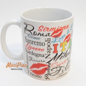   Városok neveival felíratozott porcelán bögre Ritkaság! Német!