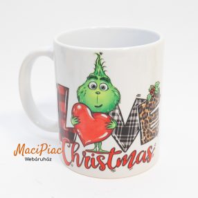  Grincs porcelán füles kakaós, kávés bögre vicces Karácsonyi MERRY GRINCS MAS LOVE felirattal 0,3 l Új! Ritkaság!