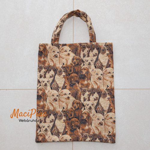 Vintage hímzéses kutya mintás bevásárlótáska, táska Vintage shopper canvas bag dog pattern Ritka, különleges!