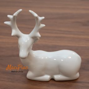   Porcelán fehér fekvő rénszarvas karácsonyi nipp, figura, dekoráció új