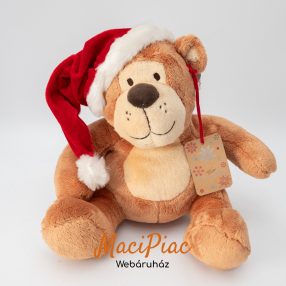 Plüss Mikulás sapkás maci, mackó Paul Címkés!