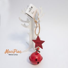   Karácsonyi fém csengő függődísz csillaggal, lézervágott felírattal XMAS(Home and STYLING collection)