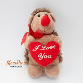   Szerelmes plüss sün, süni szívvel I LOVE YOU hímzett felírattal