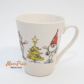   Karácsonyi porcelán manó, karácsonyfa, hóember mintás bögre