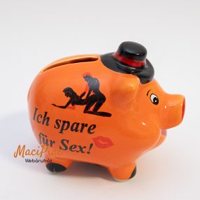   Régi retro Német narancssárga kalapos malac persely szilveszteri (Ice spara für Sex!)