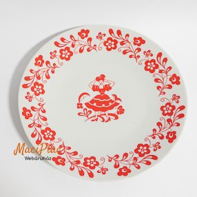   Porcelán nagy Zsolnay falitányér (Pécs) táncoló hölgyet ábrázol