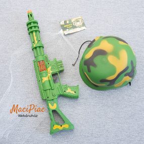   Katonai műanyag gépfegyver, fegyver sisak hanghatással új