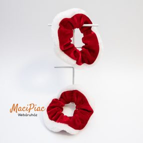   Karácsonyi piros bársony hajgumi fehér szörme szegéllyel