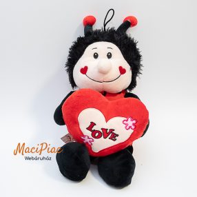   Plüss katica, katicabogár LOVE felíratos szívvel (akasztós)