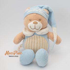   Plüss felhúzható kék pizsamás hálósapkás maci Globo Vitamina