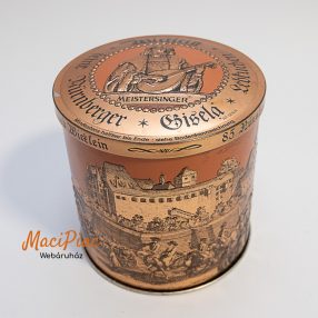   Levehető tetejű henger alakú süteményes, kekszes dombor mintás fém doboz Lebkuchen Dose Nürnberger Elisen Lebkuchen Wicklein