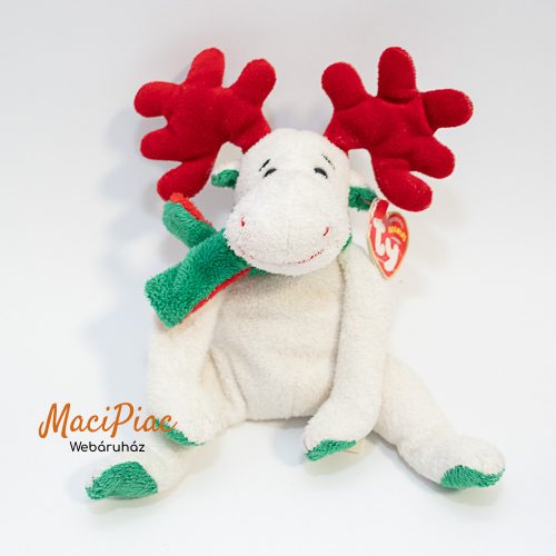 2003-es plüss Ty Beanie Baby “Moosletoe” - Cute Christmas Moose fehér rénszarvas Címkés! Ritkaság!