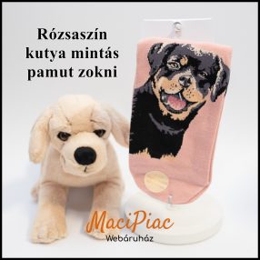  Női orrvarrás nélküli kutya mintás 100% pamut, puha légáteresztő kényelmes rózsaszín zokni 35-38 méret Új!
