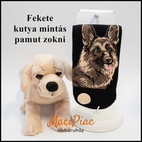   Női orrvarrás nélküli kutya mintás 100% pamut, puha légáteresztő kényelmes fekete zokni 35-38 méret Új!
