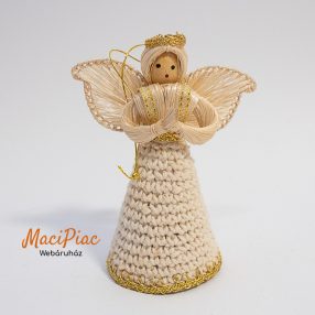Horgolt, szalmából fonott angyal angyal