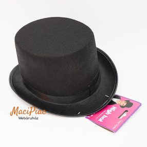   Fekete szövet cilinder jelmezkiegészítő, színházi, gyerek farsangi termék Új! 55 cm