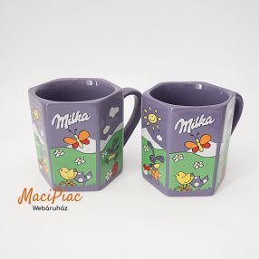   Eredeti porcelán lila szögletes MILKA bögre húsvéti kiadás 2 db együtt párban gyűjtőknek ajánlom 