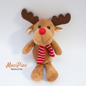  Plüss rénszarvas, szarvas csíkos sállal Hanya márka Magyar termék