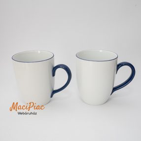 TCM-es fehér porcelán bögre szett kék széllel 2 db