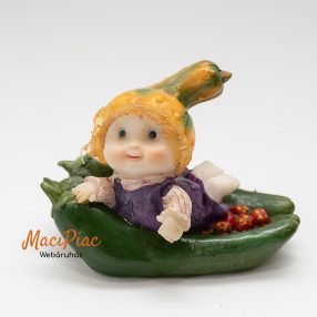 Őszi polirezin dekoráció figura zöld paprika hajóban