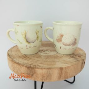   Madaras bögre Vivara porcelán, ökörszemmel és vörösbeggyel és tojásaikkal díszítve 2 db