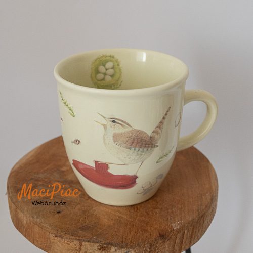 Madaras bögre Vivara porcelán, ökörszemmel díszítve 