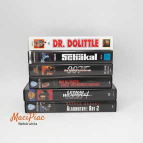   Használt 6db német VHS kazetta (A sakál, Száguldó erőd 2, Halálos fegyver 4, A holnap markában, Dr. Dolittle, Egy igaz ügy) 
