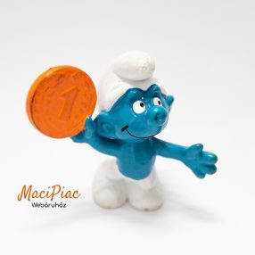   Vintage 1978-es Peyo Schleich Smurf Hupikék Törpikék gumi Pénzt tartó törp figura