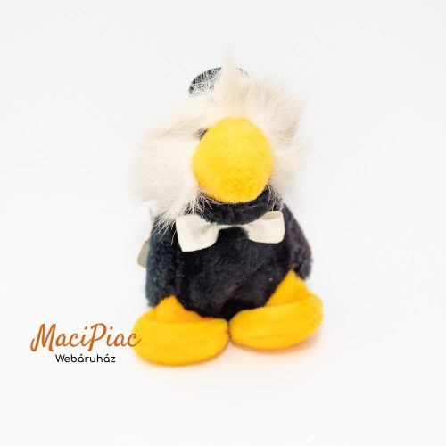 Plüss fekete varjú madár kalappal és nyakkendővel Vintage Nici Duck Bird