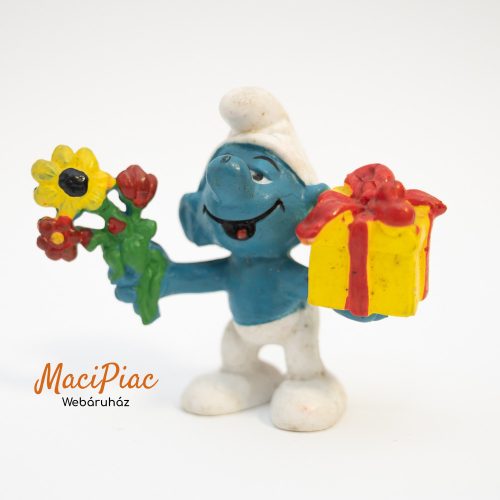 1978-as Peyo Smurf Hupikék Törpikék ajándékozó törp Pvc figura