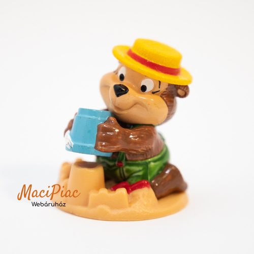 1999-es Kinder The Top Ten Teddy Bears on a Dream Vacation Berti Burgenbauer Homokvárt építő medve figura BPZ papírral