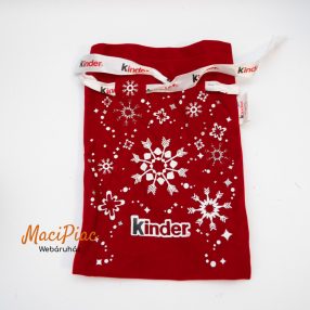   Kinder Karácsonyi, Mikulás ajándék tasak, összehúzható bársony anyagú (Hópehely mintával)