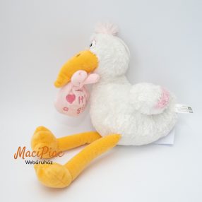   Akasztható gólya plüss csomaggal a csőrében Girl, kislányt hoz a gólya