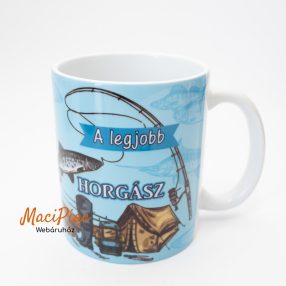   Horgász, halas, horgászfelszerelés mintás kerámia bögre A legjobb HORGÁSZ! Felírattal Új!