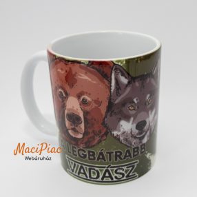   Vadállat mintás kerámia bögre Vadásznak A legbátrabb vadász Felírattal Új!