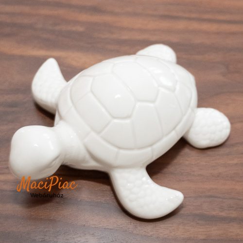 Fehér porcelán teknősbéka nipp, dísztárgy új!