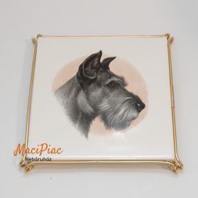   Porcelán kutya mintás kivehető retro csempe alátét meleg ételekhez, edényalátét Német!