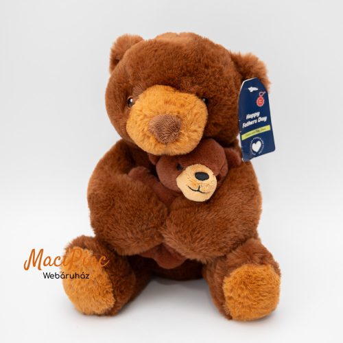 Plüss barna maci, mackó kölykét a kis medvebocsát öleli Kelle toys Finom puha! Címkés!
