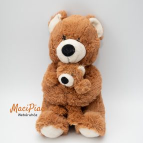   Plüss barna maci, mackó kölykét a kis medvebocsát öleli Tesco