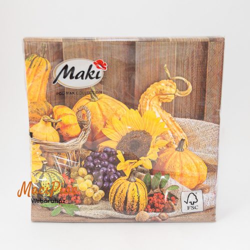 Őszi termések tök mintás szalvéta Maki Pol-Mak collection 33x33 cm 20 darabos 3 rétegű Új csomag