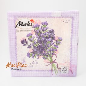   Levendula virág mintás szalvéta Maki POL-MAK kollekció 1 csomag 33x33 cm 3 rétegű