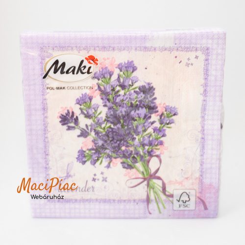 Levendula virág mintás szalvéta Maki POL-MAK kollekció 1 csomag 33x33 cm 3 rétegű