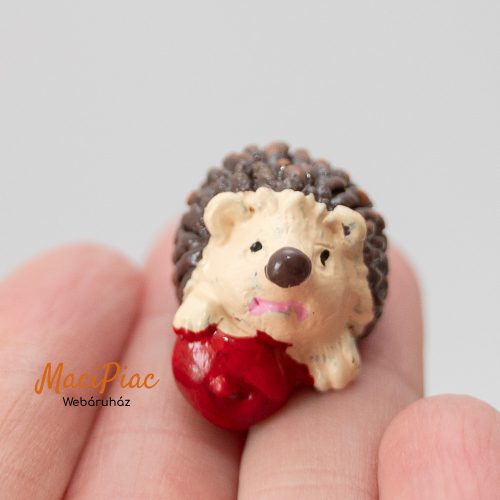 Mini süni, sün almával nipp, figura, dekoráció új!
