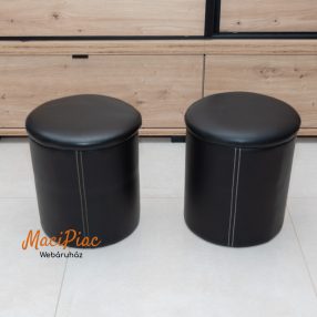 Műbőr fekete ülőke, lábtartó, puff  2 db együtt