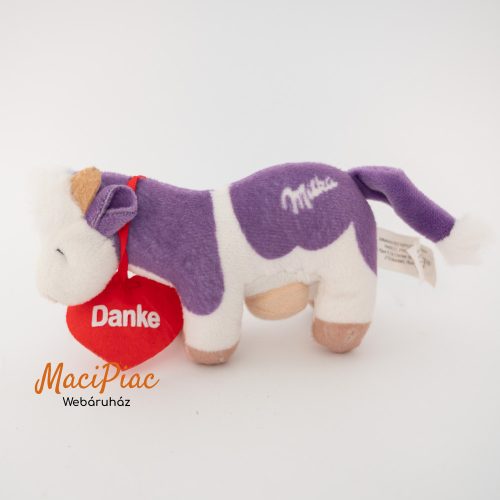 Plüss Milka 2016 tehén,  boci filc szívvel a nyakában Danke felírattal