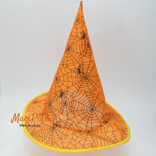 Haloweeni narancssárga pókháló mintás kalap jelmezkiegészítő Tesco