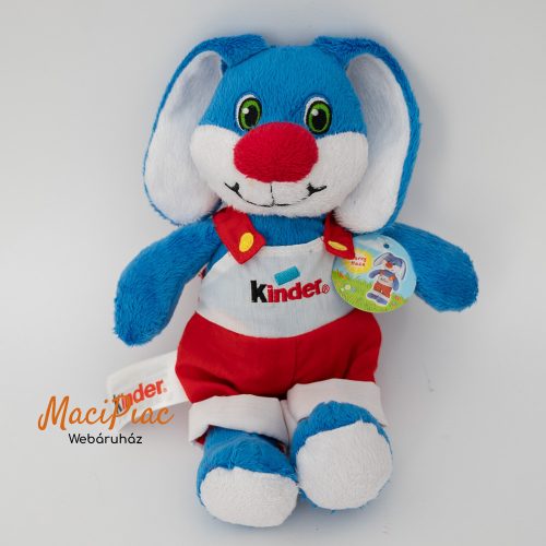 Kinder plüss nyúl, nyuszikantáros nadrágban hímzéssel (szeme hímzett) Címkés!
