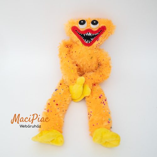 Csillámos, flitteres Poopy Playtime Huggy Wuggy narancssárga újszerű szörny (finom puha)