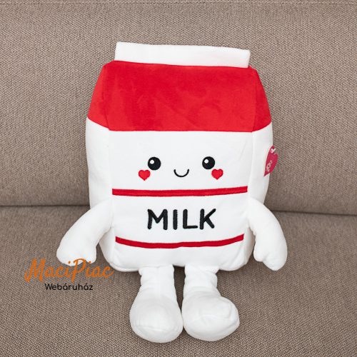 Plüss MILK dobozos tej alakú formapárna, díszpárna, gyerek párna